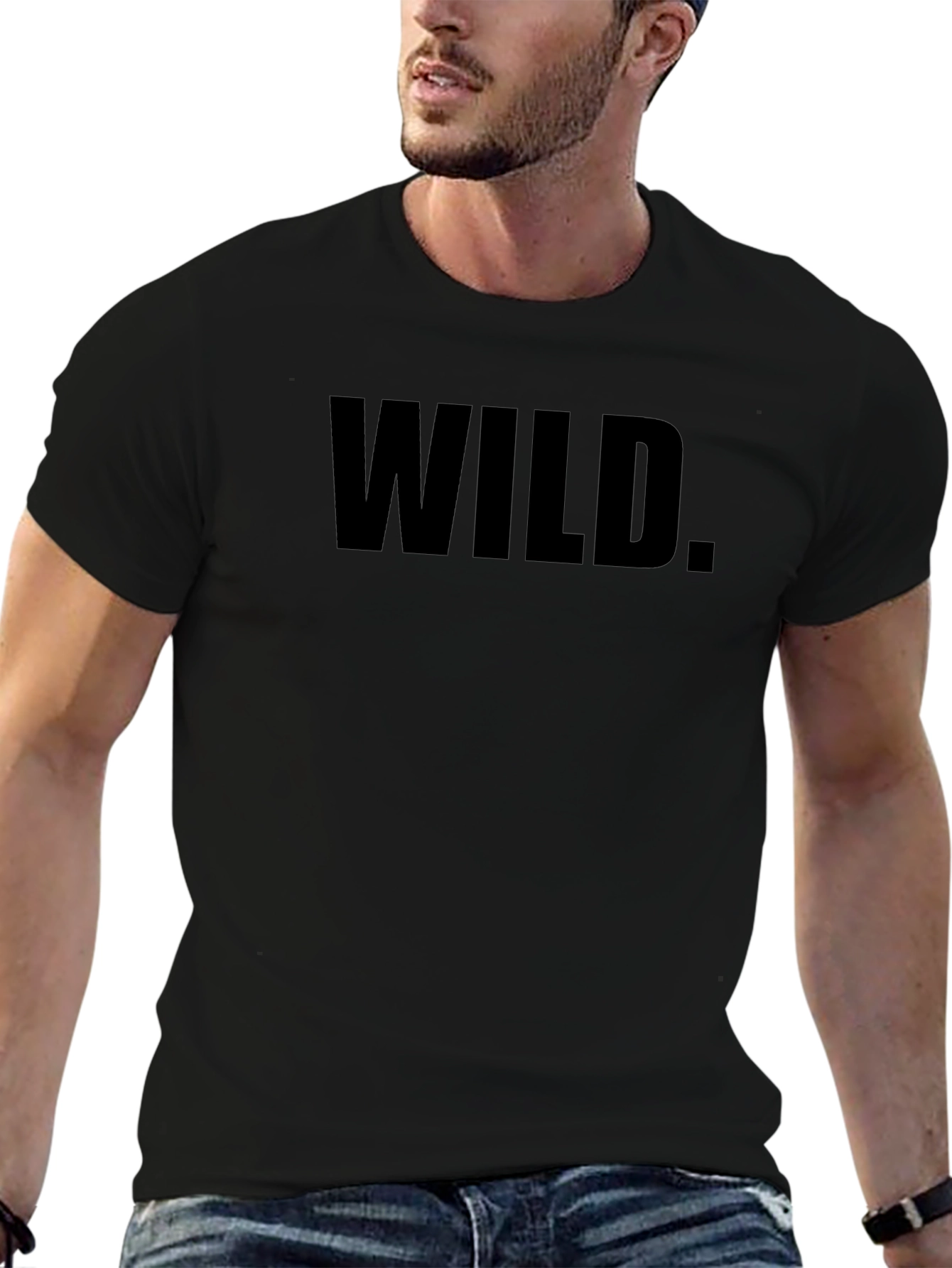 Wild Graphic Print Mens Black T-Shirt