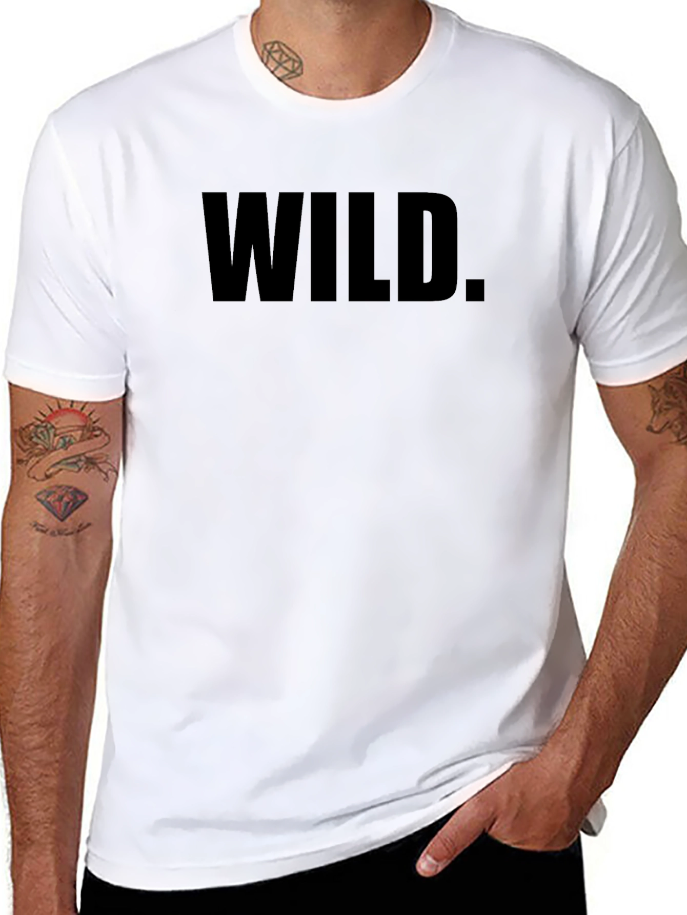 Wild Graphic Print Mens Black T-Shirt