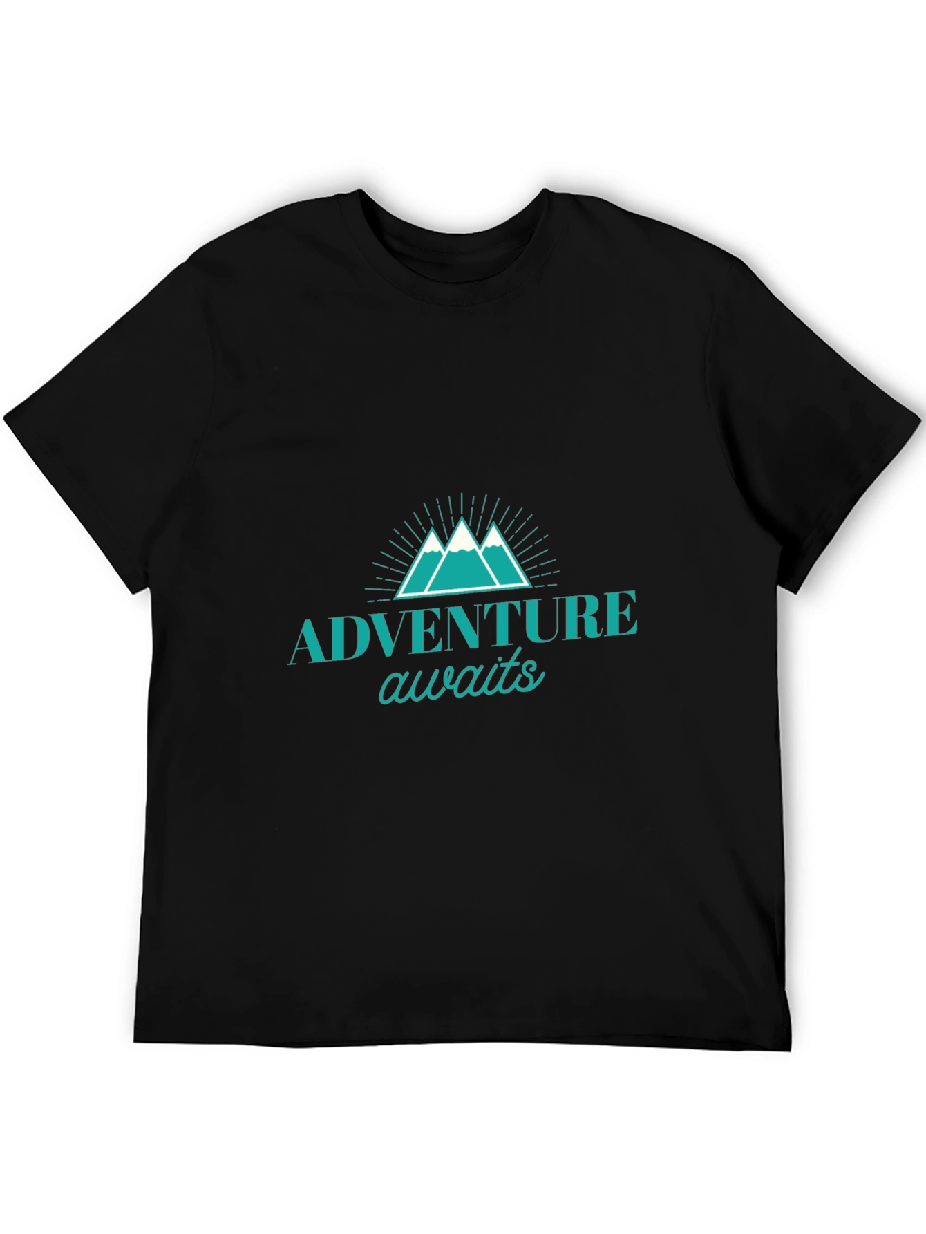 Adventure Awaits Graphic Tee - Black Cotton T-Shirt