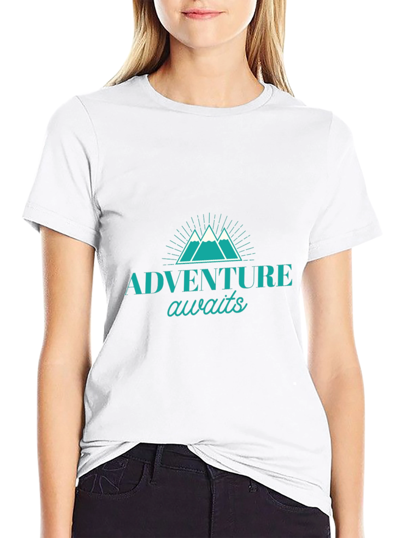 Adventure Awaits Graphic Tee - Black Cotton T-Shirt