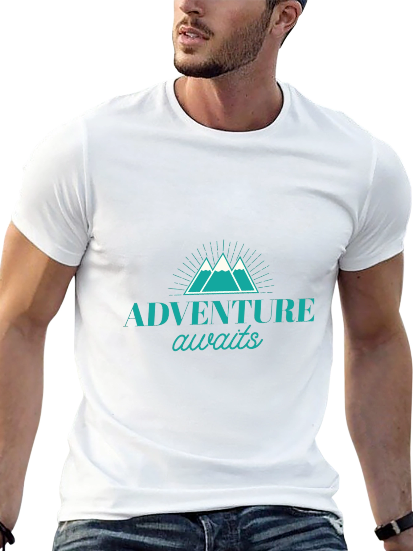 Adventure Awaits Graphic Tee - Black Cotton T-Shirt