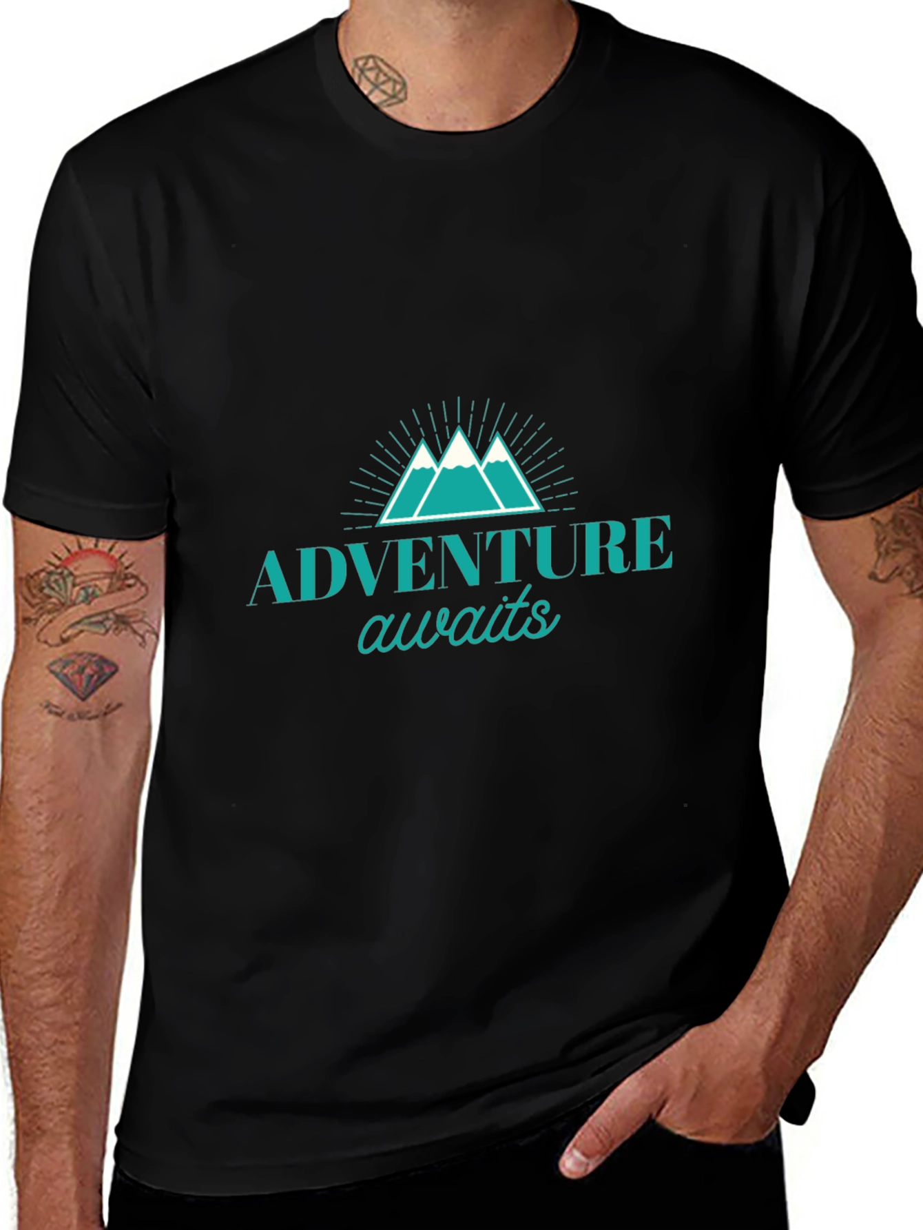 Adventure Awaits Graphic Tee - Black Cotton T-Shirt