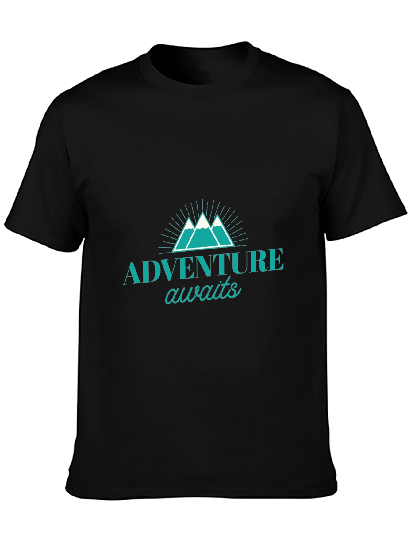 Adventure Awaits Graphic Tee - Black Cotton T-Shirt