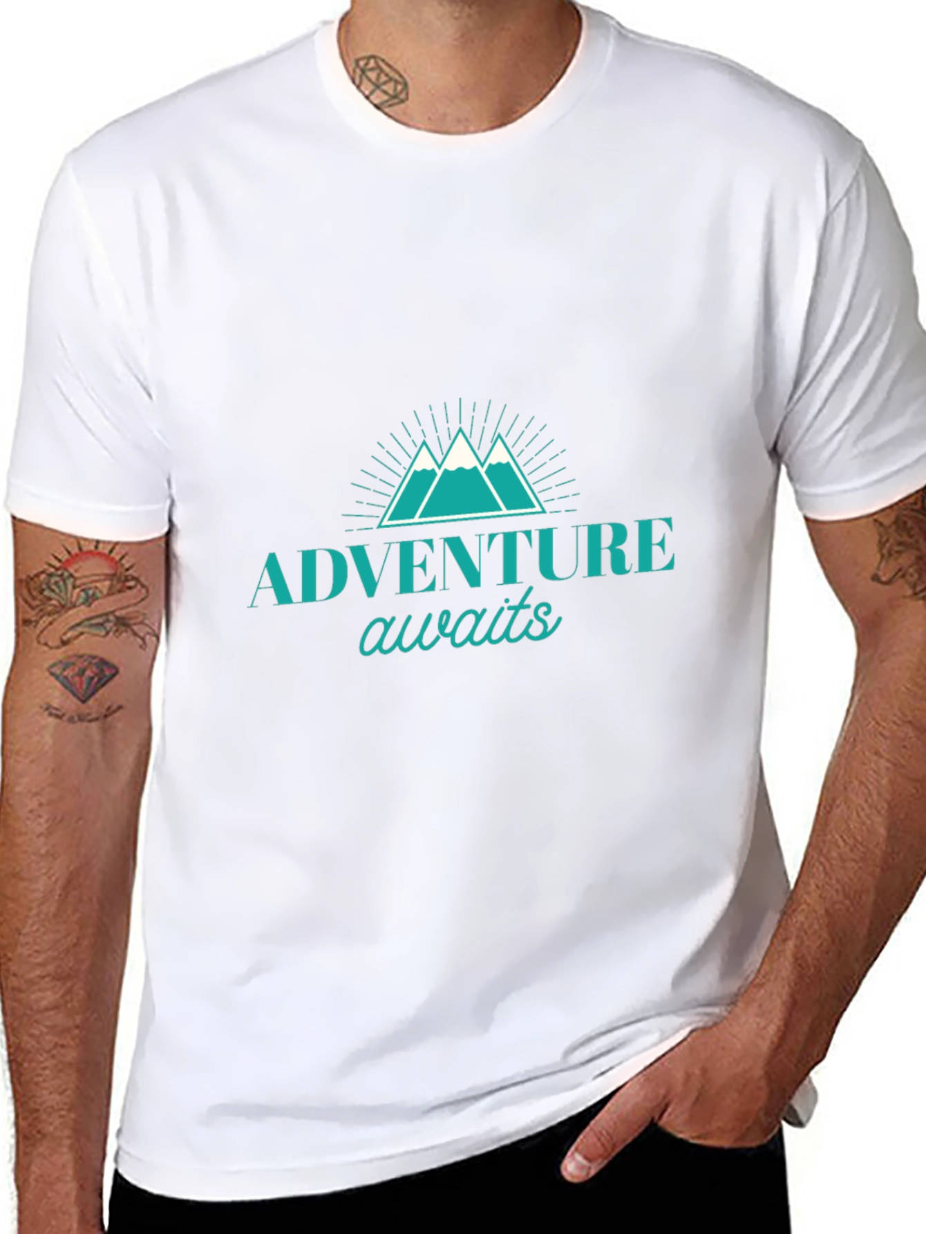 Adventure Awaits Graphic Tee - Black Cotton T-Shirt