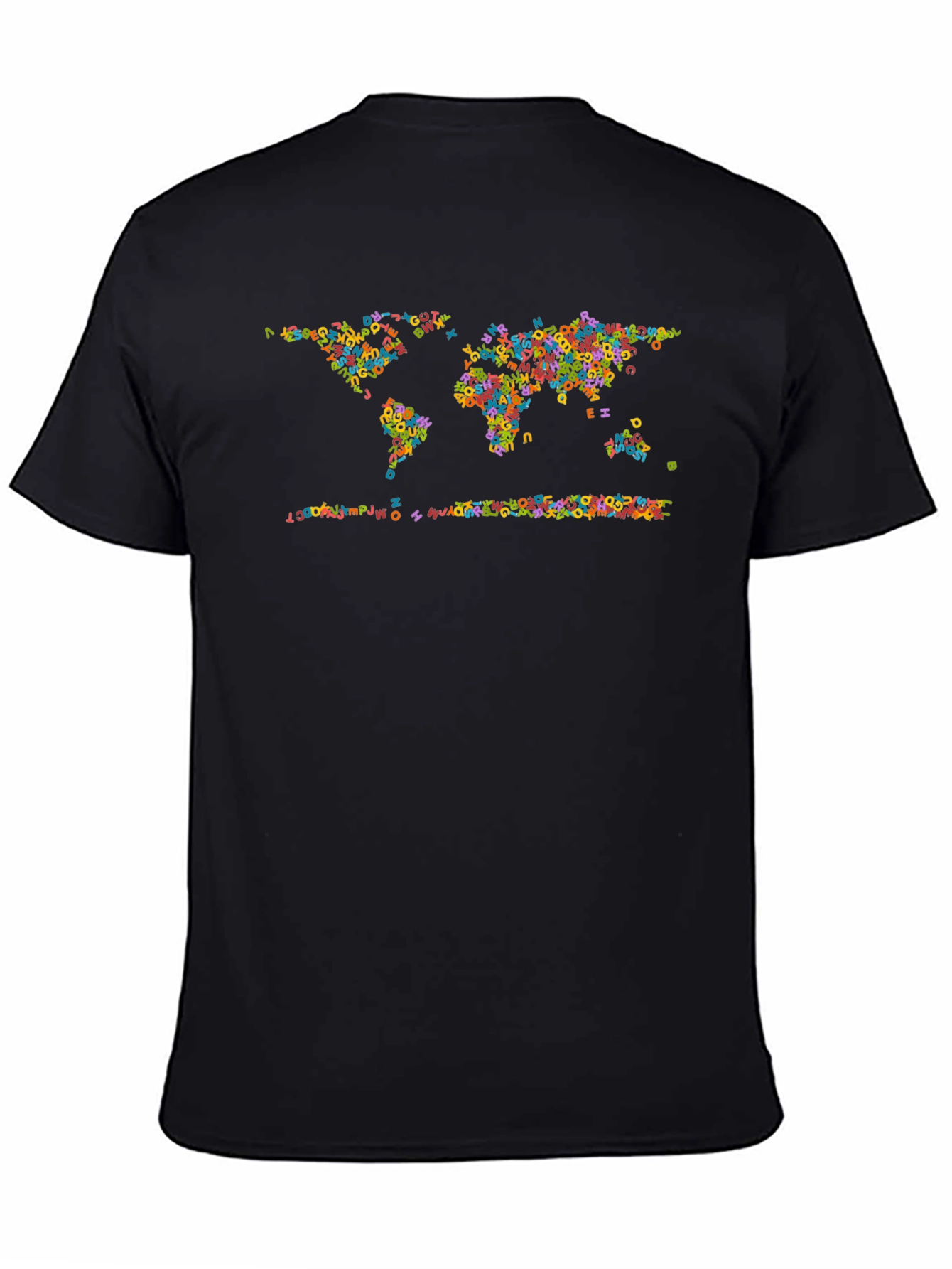World Map Letters Black Graphic T-Shirt