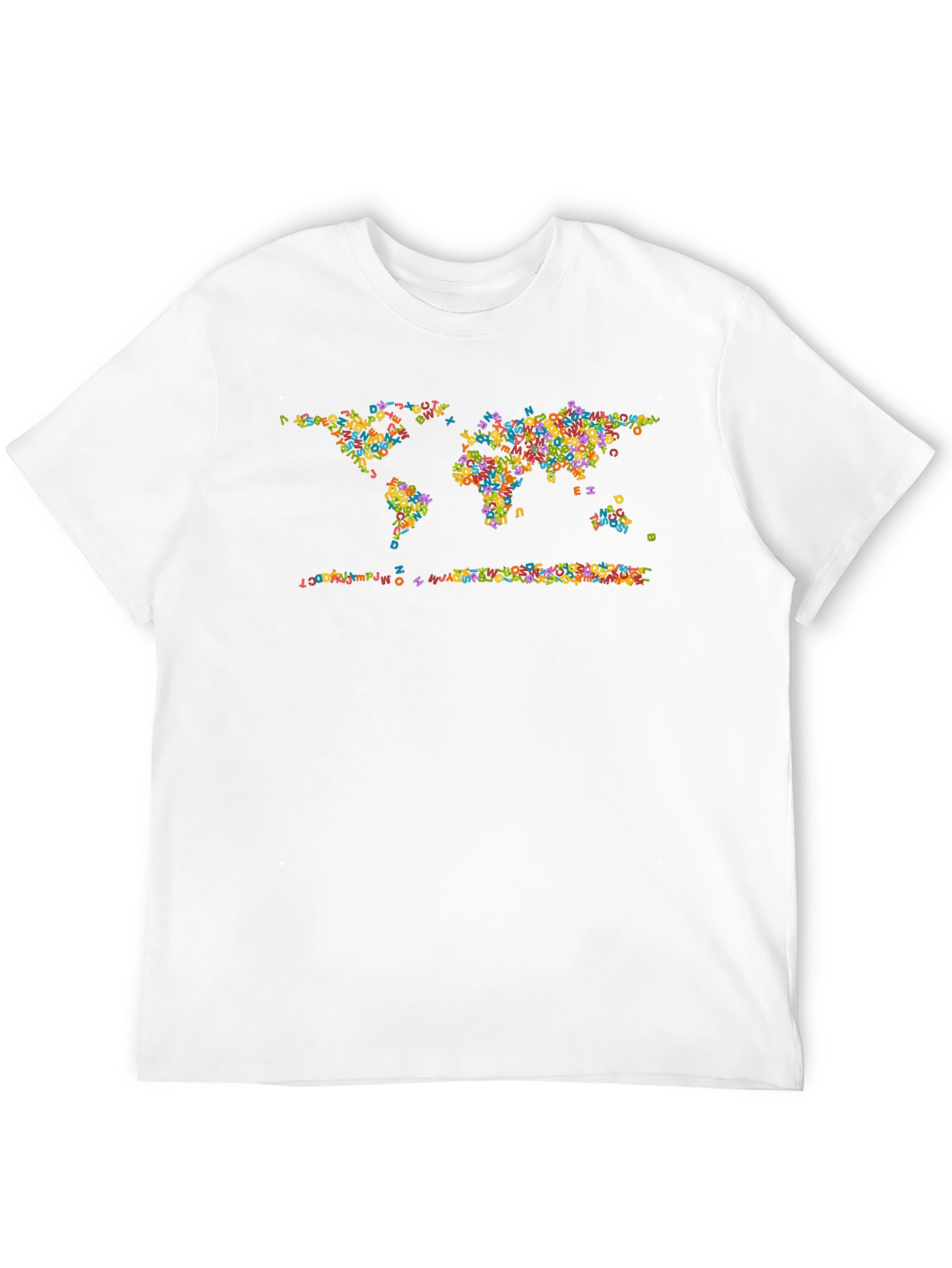 World Map Letters Black Graphic T-Shirt